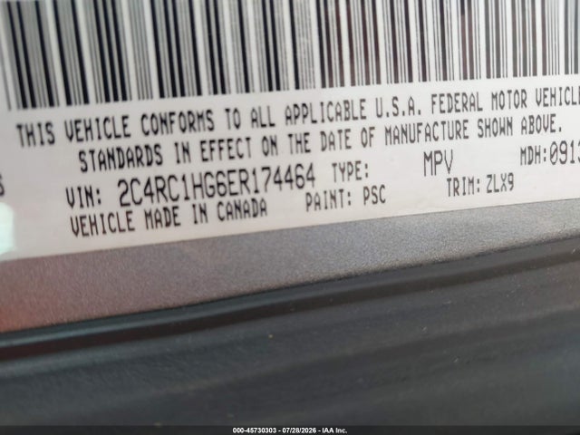 2014 Chrysler Town & Country S მანქანა იყიდება აუქციონზე, vin: 2C4RC1HG6ER174464, აუქციონის ნომერი: 45730303