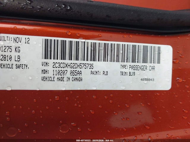 Aukcja sprzedaży 2013 Dodge Charger Sxt Plus, vin: 2C3CDXHG2DH575735, numer aukcji: 45730323