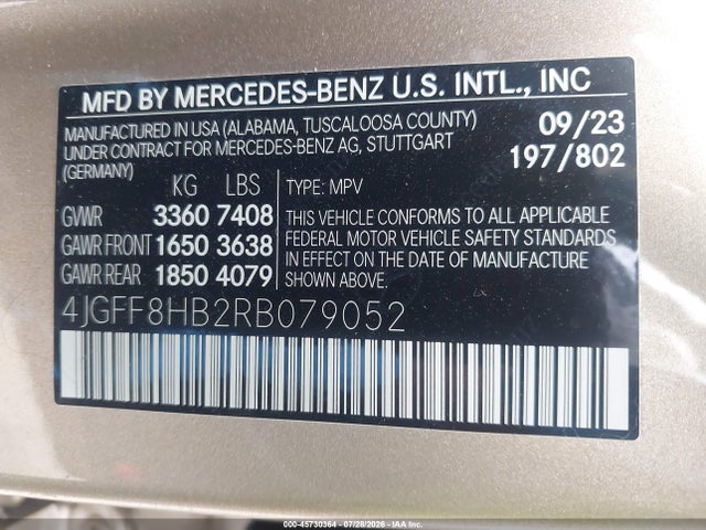 Aukcja sprzedaży 2024 Mercedes-benz Maybach Gls 600 4matic, vin: 4JGFF8HB2RB079052, numer aukcji: 45730364