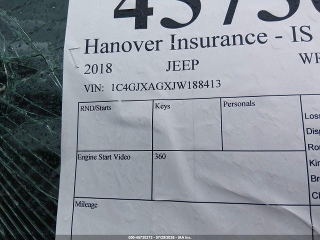 Продаж на аукціоні авто 2018 Jeep Wrangler Sport S 4x4, vin: 1C4GJXAGXJW188413, номер лоту: 45730373