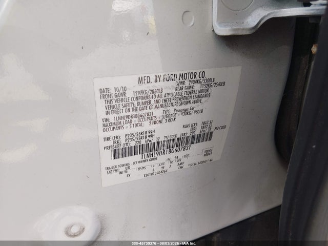 Auction sale of the 2011 Lincoln Mks, vin: 1LNHL9DR1BG607831, lot number: 45730376