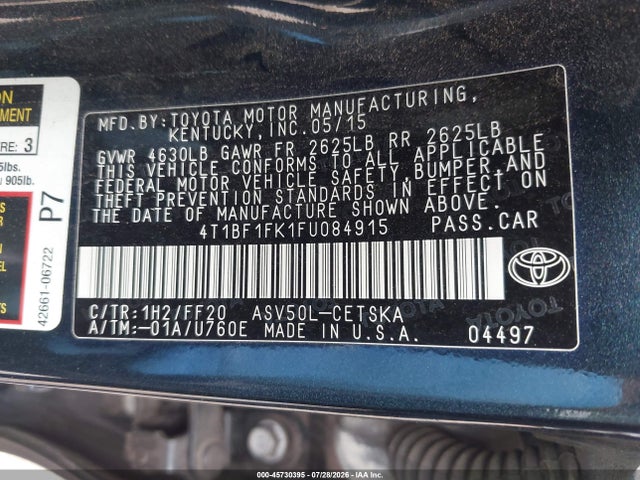 4T1BF1FK1FU084915 Toyota CAMRY SE