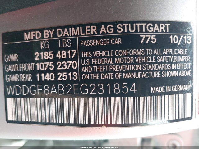 WDDGF8AB2EG231854 Mercedes-Benz C 300 Sport 4matic