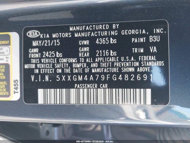 KIA Optima Lx 2015 5XXGM4A79FG482691 Image 9