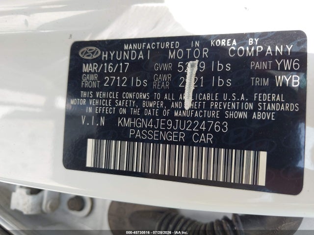 45730516 :رقم المزاد ، KMHGN4JE9JU224763 vin ، 2018 Genesis G80 3.8 مزاد بيع