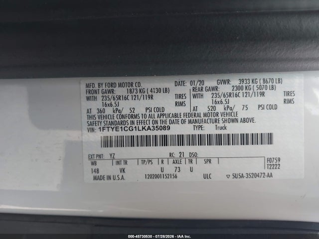 1FTYE1CG1LKA35089 Ford Transit-150