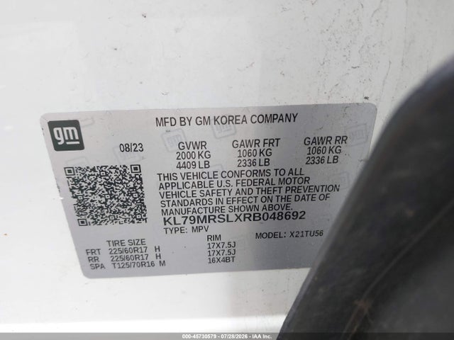 45730579 :رقم المزاد ، KL79MRSLXRB048692 vin ، 2024 Chevrolet Trailblazer Awd Lt مزاد بيع