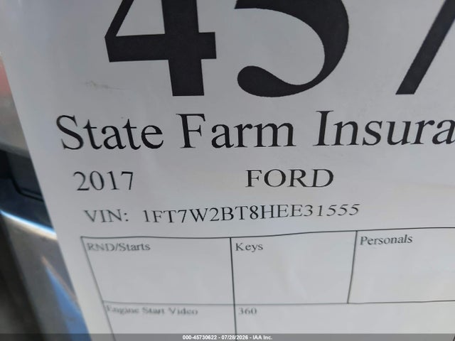 Auction sale of the 2017 Ford F-250 Platinum, vin: 1FT7W2BT8HEE31555, lot number: 45730622