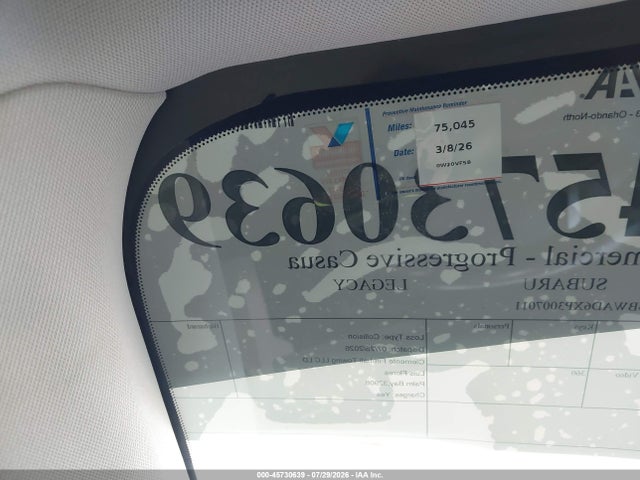 Продаж на аукціоні авто 2023 Subaru Legacy Premium, vin: 4S3BWAD6XP3007011, номер лоту: 45730639