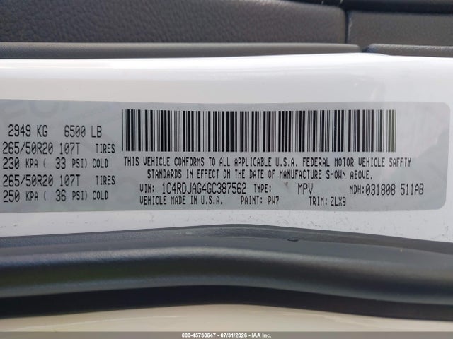 Продаж на аукціоні авто 2016 Dodge Durango Sxt, vin: 1C4RDJAG4GC387562, номер лоту: 45730647