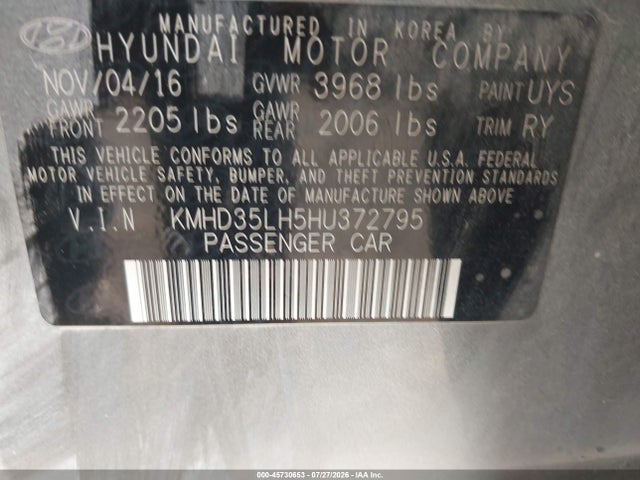 Aukcja sprzedaży 2017 Hyundai Elantra Gt, vin: KMHD35LH5HU372795, numer aukcji: 45730653