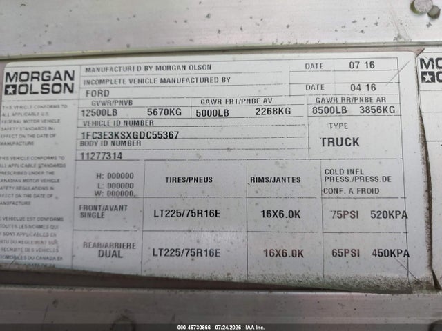 Ford E-350 Stripped 2016 1FC3E3KSXGDC55367 Image 9