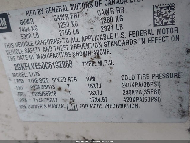 Продаж на аукціоні авто 2012 Gmc Terrain Slt-1, vin: 2GKFLVE50C6192068, номер лоту: 45730702