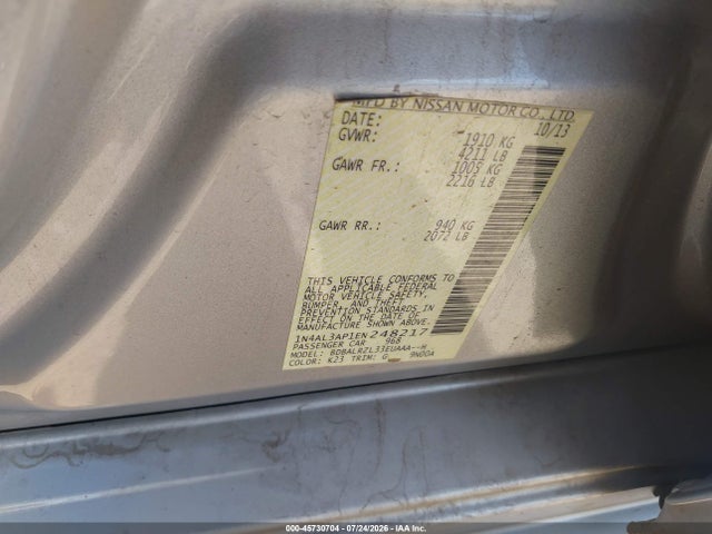 Nissan Altima 2.5 S 2014 1N4AL3AP1EN248217 Image 9