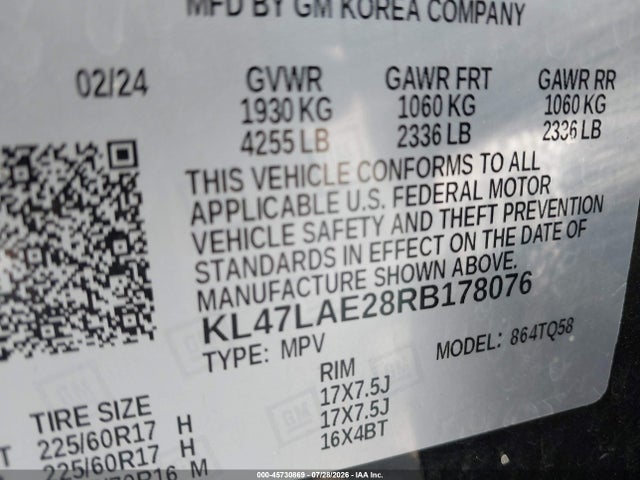 Продаж на аукціоні авто 2024 Buick Envista Preferred Fwd, vin: KL47LAE28RB178076, номер лоту: 45730869