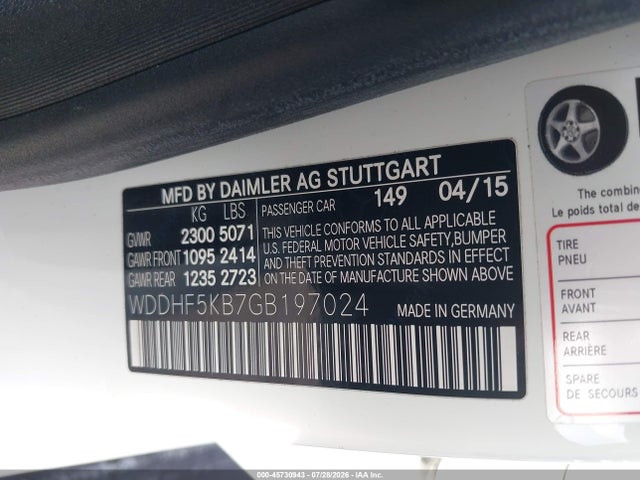 Aukcja sprzedaży 2016 Mercedes-benz E 350, vin: WDDHF5KB7GB197024, numer aukcji: 45730943