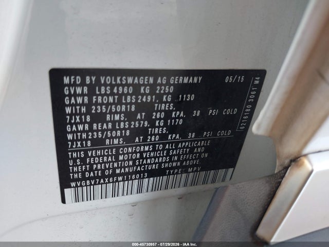 WVGBV7AX6FW116013 Volkswagen TIGUAN SE