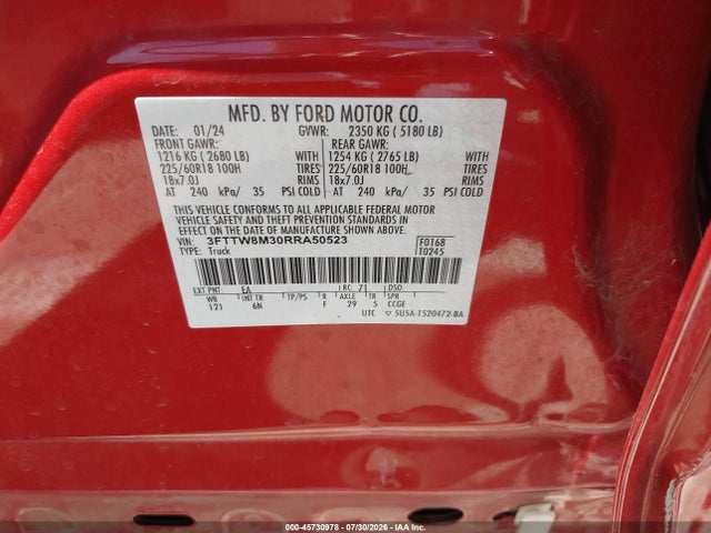 Ford Maverick Lariat 2024 3FTTW8M30RRA50523 Image 9
