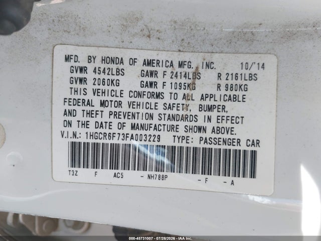 1HGCR6F73FA003229 Honda Accord Hybrid Touring