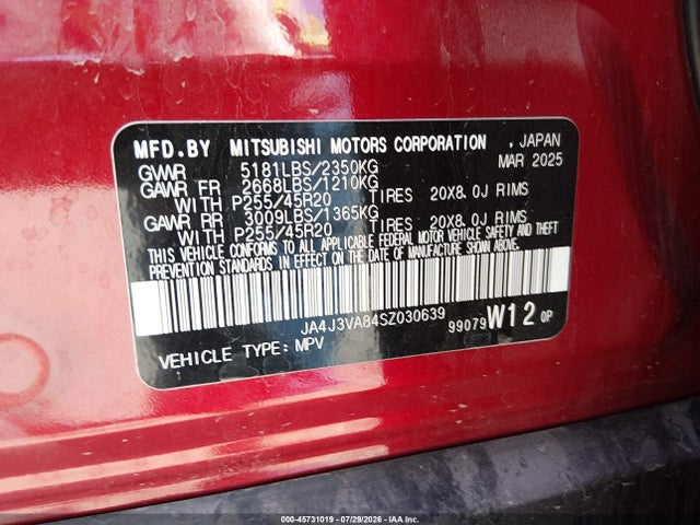 JA4J3VA84SZ030639 Mitsubishi Outlander Se 2.5 2wd