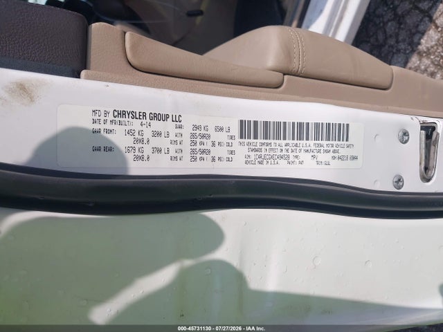 45731130 :رقم المزاد ، 1C4RJECGXEC494528 vin ، 2014 Jeep Grand Cherokee Overland مزاد بيع