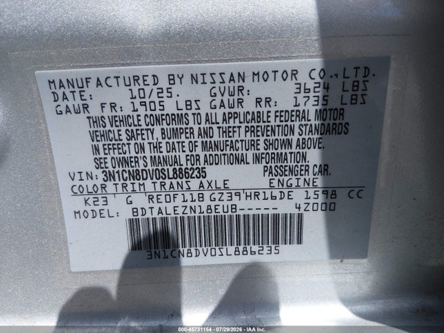 3N1CN8DV0SL886235 Nissan Versa 1.6 S