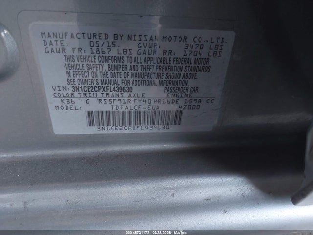 Nissan Versa Note S (sr) 2015 3N1CE2CPXFL439630 Image 9