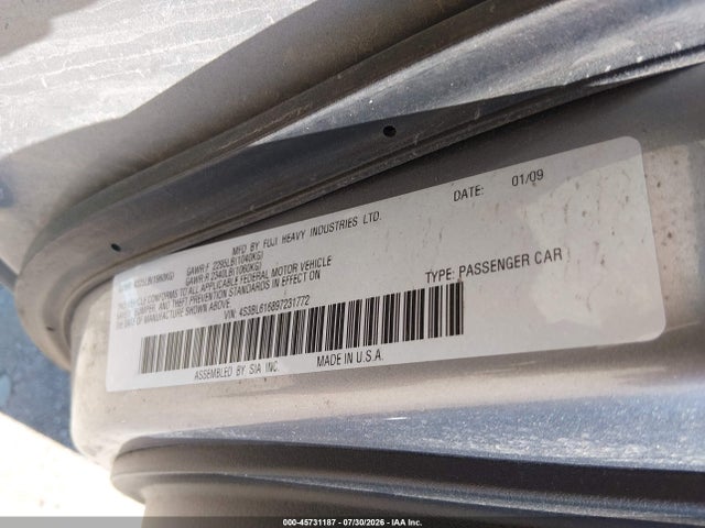 2009 Subaru Legacy 2.5i მანქანა იყიდება აუქციონზე, vin: 4S3BL616897231772, აუქციონის ნომერი: 45731187