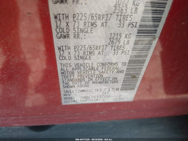 5N1AT2MM4GC917158 Nissan ROGUE S