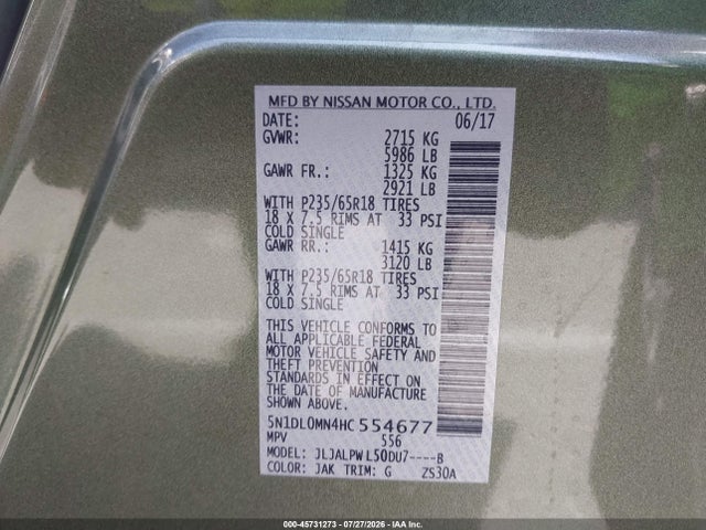5N1DL0MN4HC554677 Infiniti QX60