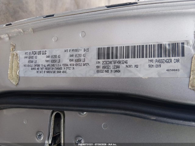 Aukcja sprzedaży 2015 Dodge Charger Police, vin: 2C3CDXKT6FH903246, numer aukcji: 45731321