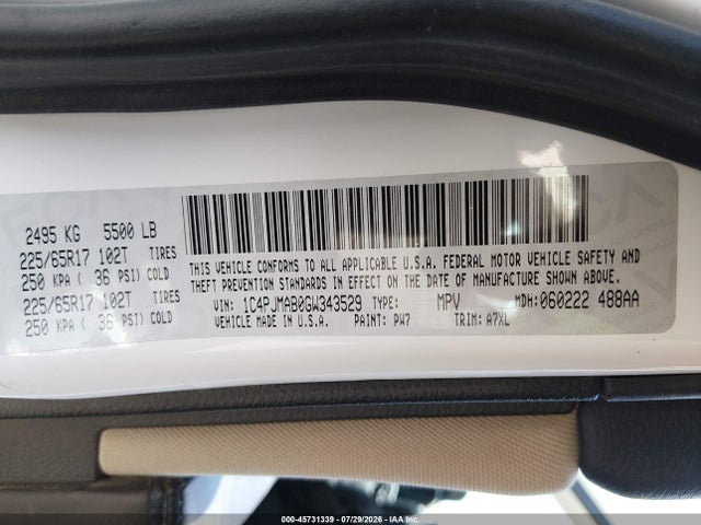 1C4PJMAB0GW343529 Jeep Cherokee Sport