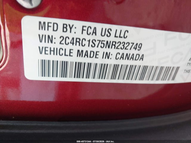 Продаж на аукціоні авто 2022 Chrysler Pacifica Hybrid Limited, vin: 2C4RC1S75NR232749, номер лоту: 45731344
