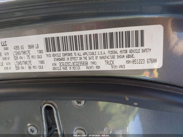 45731407 :رقم المزاد ، 3C6UD5CL8CG235830 vin ، 2012 Ram 2500 St مزاد بيع