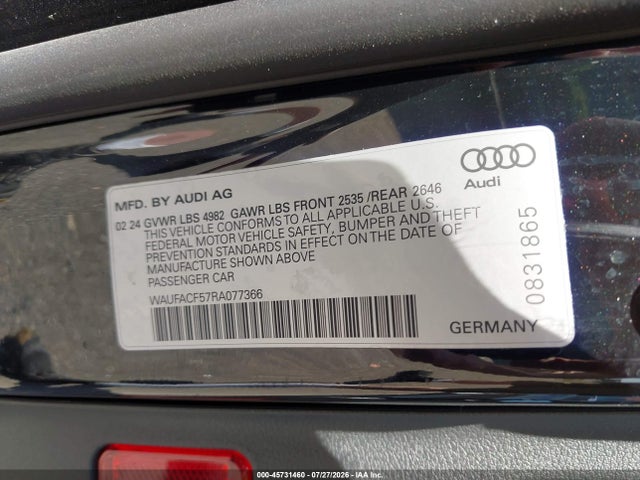 Aukcja sprzedaży 2024 Audi A5 Sportback Premium Plus 45 Tfsi Quattro S Tronic, vin: WAUFACF57RA077366, numer aukcji: 45731460