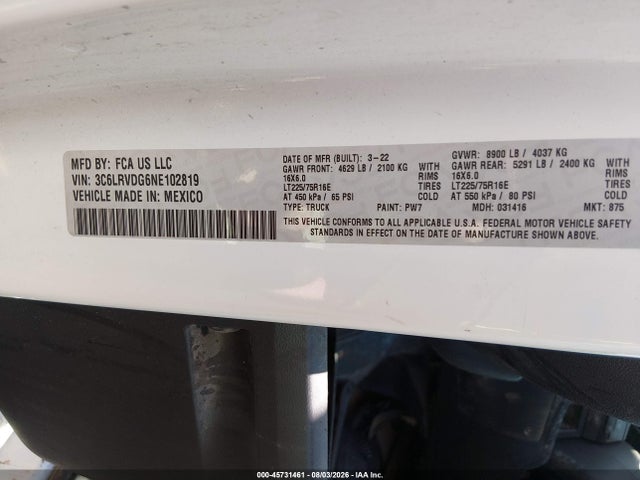 RAM Promaster 2500 2022 3C6LRVDG6NE102819 Image 9