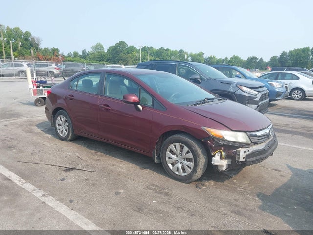 2012 Honda Civic Lx მანქანა იყიდება აუქციონზე, vin: 2HGFB2F51CH574885, აუქციონის ნომერი: 45731494