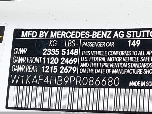 Продаж на аукціоні авто 2023 Mercedes-benz C 300 4matic, vin: W1KAF4HB9PR086680, номер лоту: 45731526