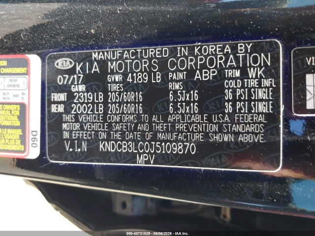 Продаж на аукціоні авто 2018 Kia Niro Lx, vin: KNDCB3LC0J5109870, номер лоту: 45731529