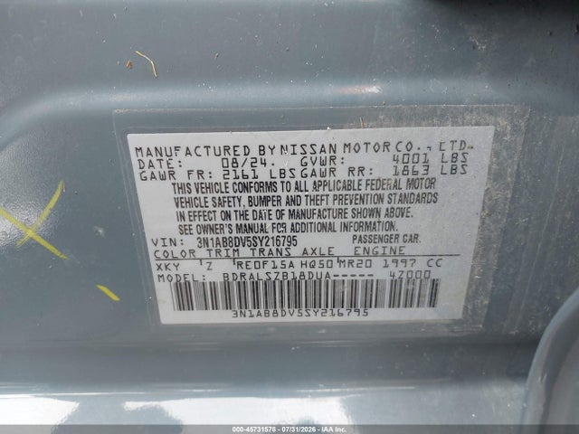 3N1AB8DV5SY216795 Nissan SENTRA SR