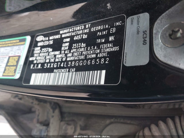 KIA Optima Lx 2016 5XXGT4L38GG066582 Image 9