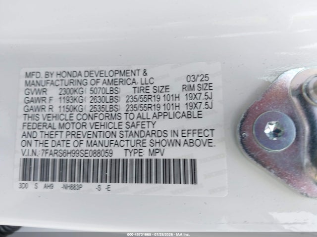 7FARS6H99SE088059 Honda Cr-v Hybrid Sport Touring