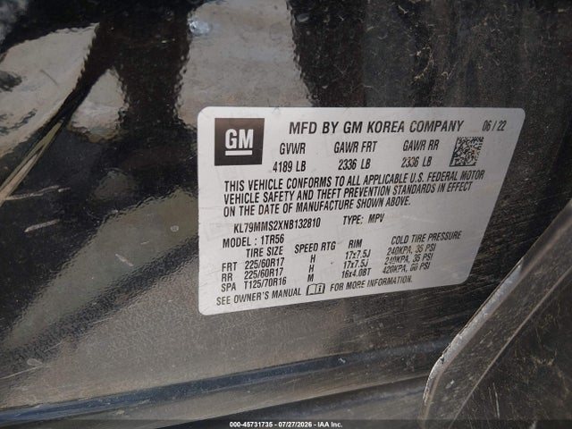 Продажа на аукционе авто 2022 Chevrolet Trailblazer Fwd Ls, vin: KL79MMS2XNB132810, номер лота: 45731735