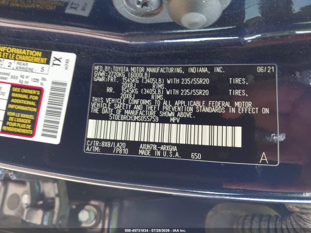 Toyota Highlander Hybrid Platinum 2021 5TDEBRCH3MS055759 Image 9