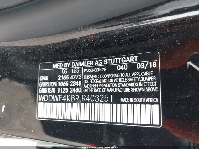 WDDWF4KB9JR403251 Mercedes-Benz C 300 4matic