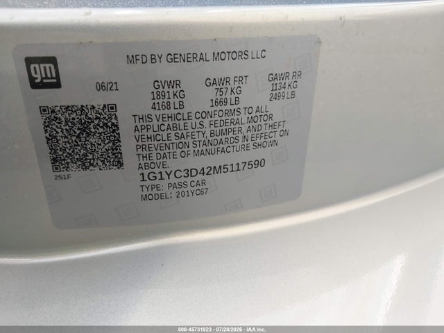 Chevrolet Corvette Stingray Rwd 3lt 2021 1G1YC3D42M5117590 Image 9