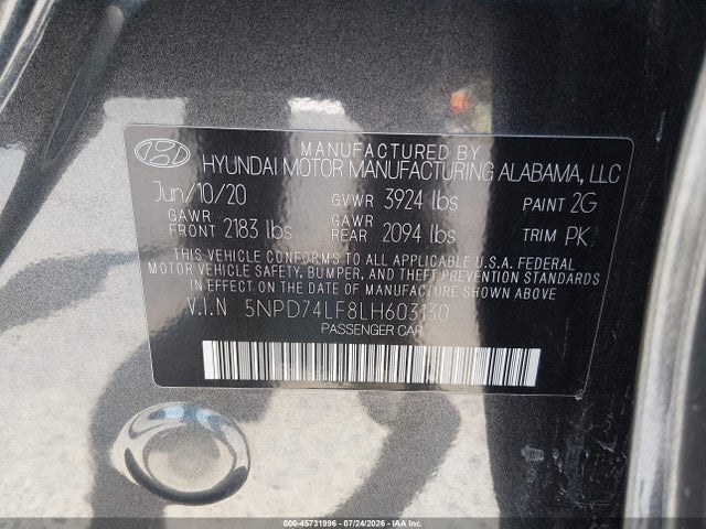 Hyundai ELANTRA SE 2020 5NPD74LF8LH603130 Image 9
