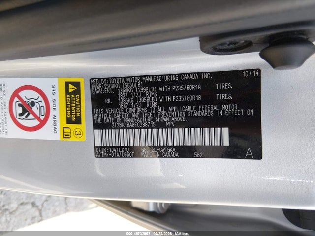 Lexus RX 350 2015 2T2BK1BA8FC288715 Image 9