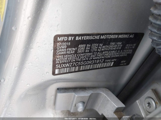 Aukcja sprzedaży 2016 Bmw X3 Sdrive28i, vin: 5UXWZ7C55G0R31912, numer aukcji: 45732071
