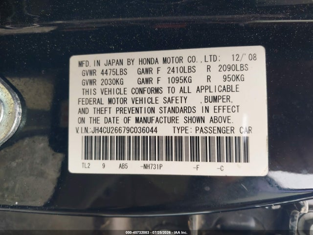 Aukcja sprzedaży 2009 Acura Tsx, vin: JH4CU26679C036044, numer aukcji: 45732083
